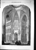 Original Old Antique Print 1856 Ely Cathedral Octagon Restored Architecture