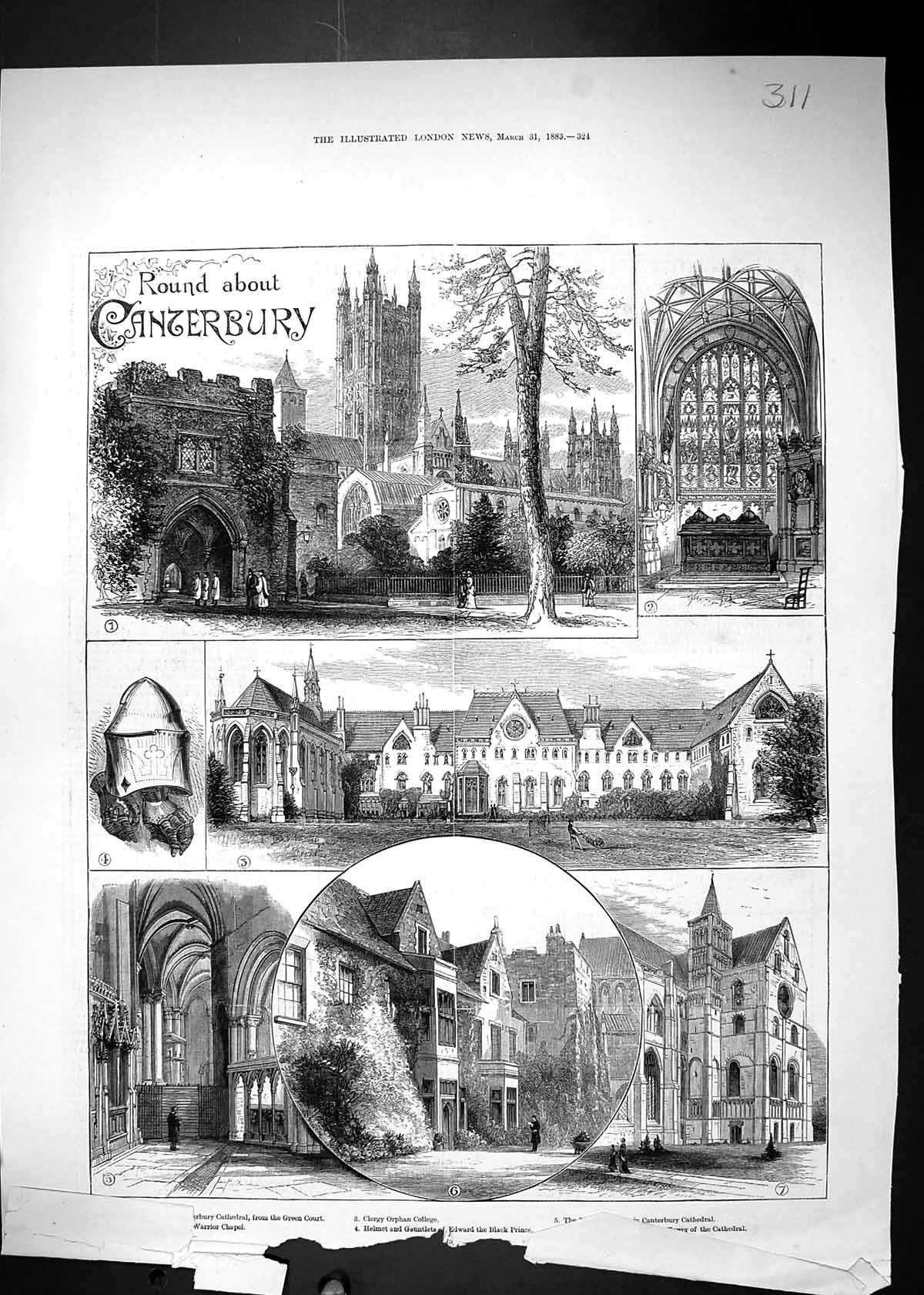 Old 1883 Canterbury Pilgrims Steps Clergy Orphan College Warrior Chap Victorian