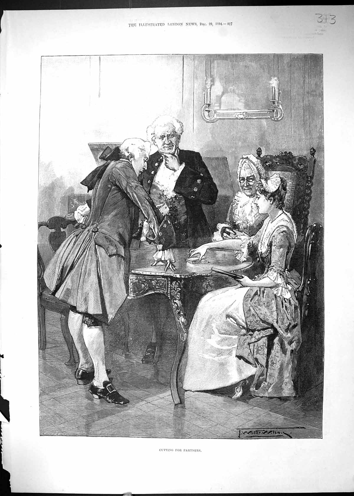 Old Antique Print 1894 Cutting Partners Women Men Card Games Table Wilson 19th