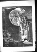 Antique Old Print 1891 New Year Scotland Men Train Railway Discussing Strike