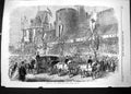 Antique Old Print 1863 Royal Party Passing Curfew Tower Windsor Castle London