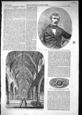 Old Print Church St. Matthew Bedford 1856 Dr. Livingston Africa Explorer 19th