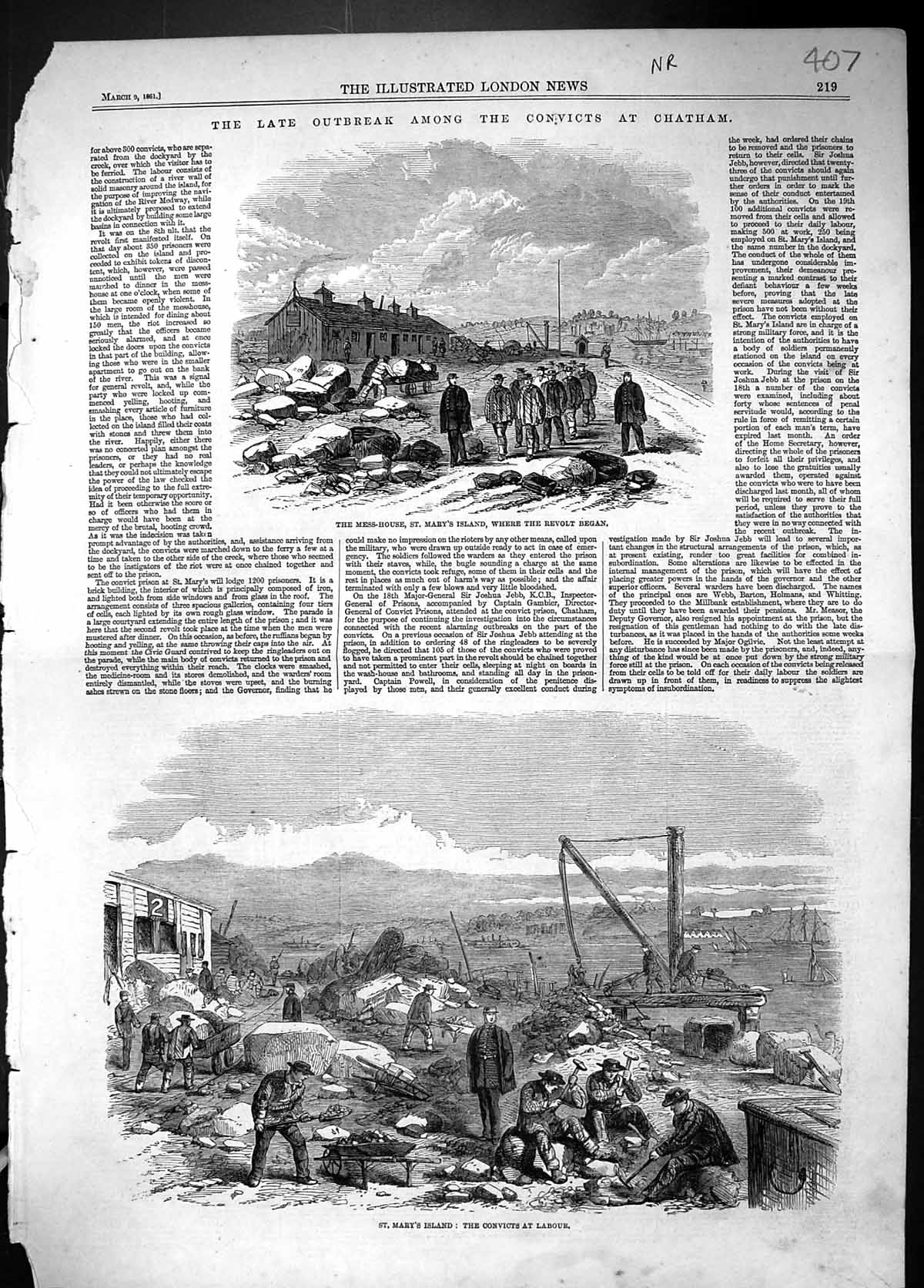 Old Outbreak Convicts Chatham Mess-House Mary'S Island Prisoners Labo