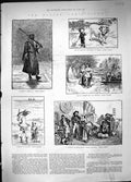 Old 1884 Art Boy Sheep River Boat Guard Beach Scene Dog Madonnajo Ima Victorian