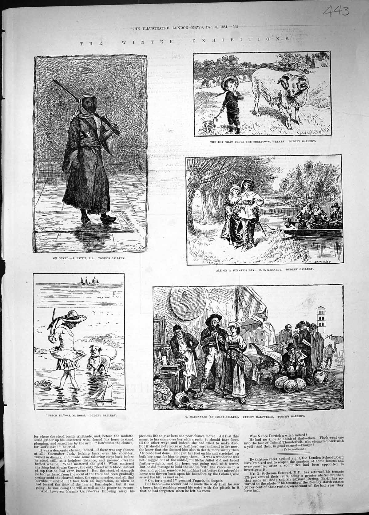 Old 1884 Art Boy Sheep River Boat Guard Beach Scene Dog Madonnajo Ima Victorian