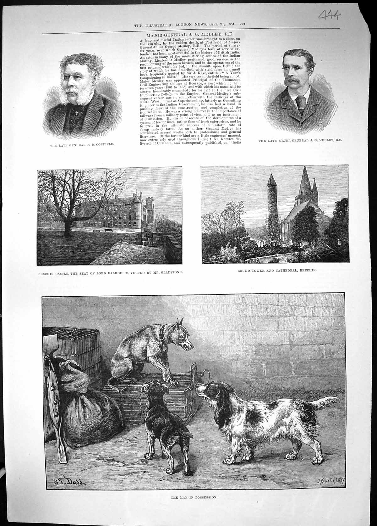 Old 1884 General Corfield Medley Brechin Castle Dalhousie Tower Cathe Victorian