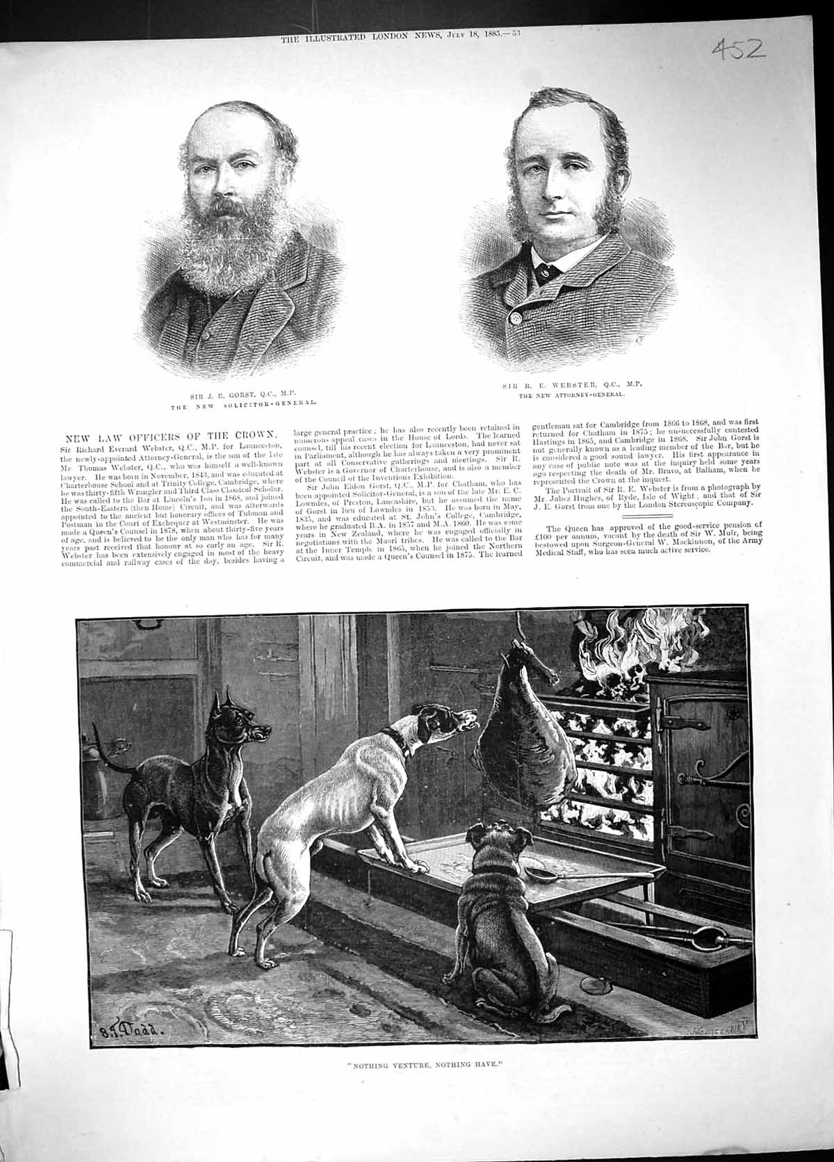 Old 1885 Gorst Webster Law Solicitor Attorney Pet Dogs Fire Cooking D Victorian