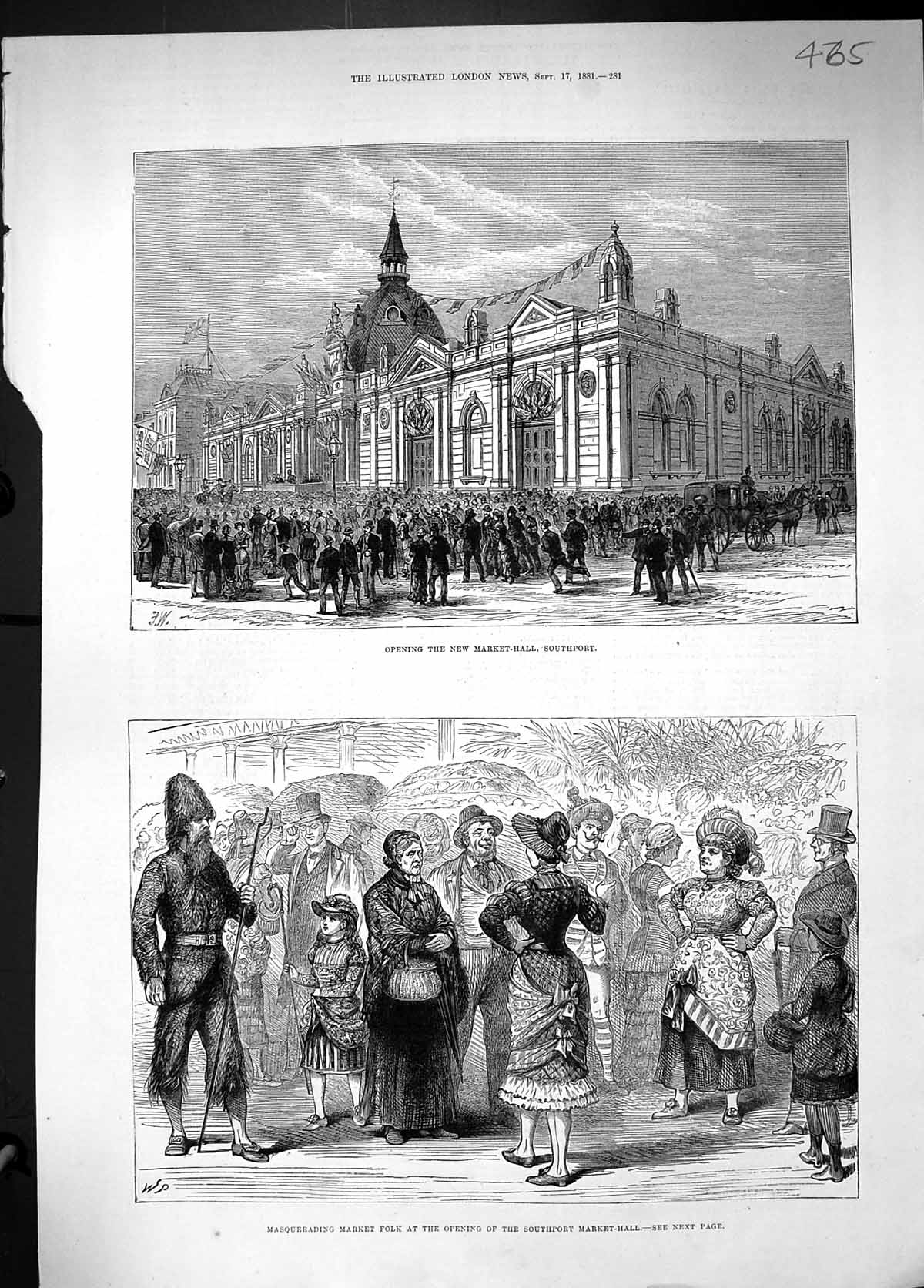 Old Opening Market Hall Southport 1881 Masquerading Folk Entertainmen Victorian