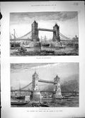 Old 1885 Bridge River Thames Tower London Boats Ships Draw-Bridge Up Victorian