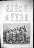 Old 1885 Consitutional Club Northumberland Charing-Cross Greek Sculpt Victorian