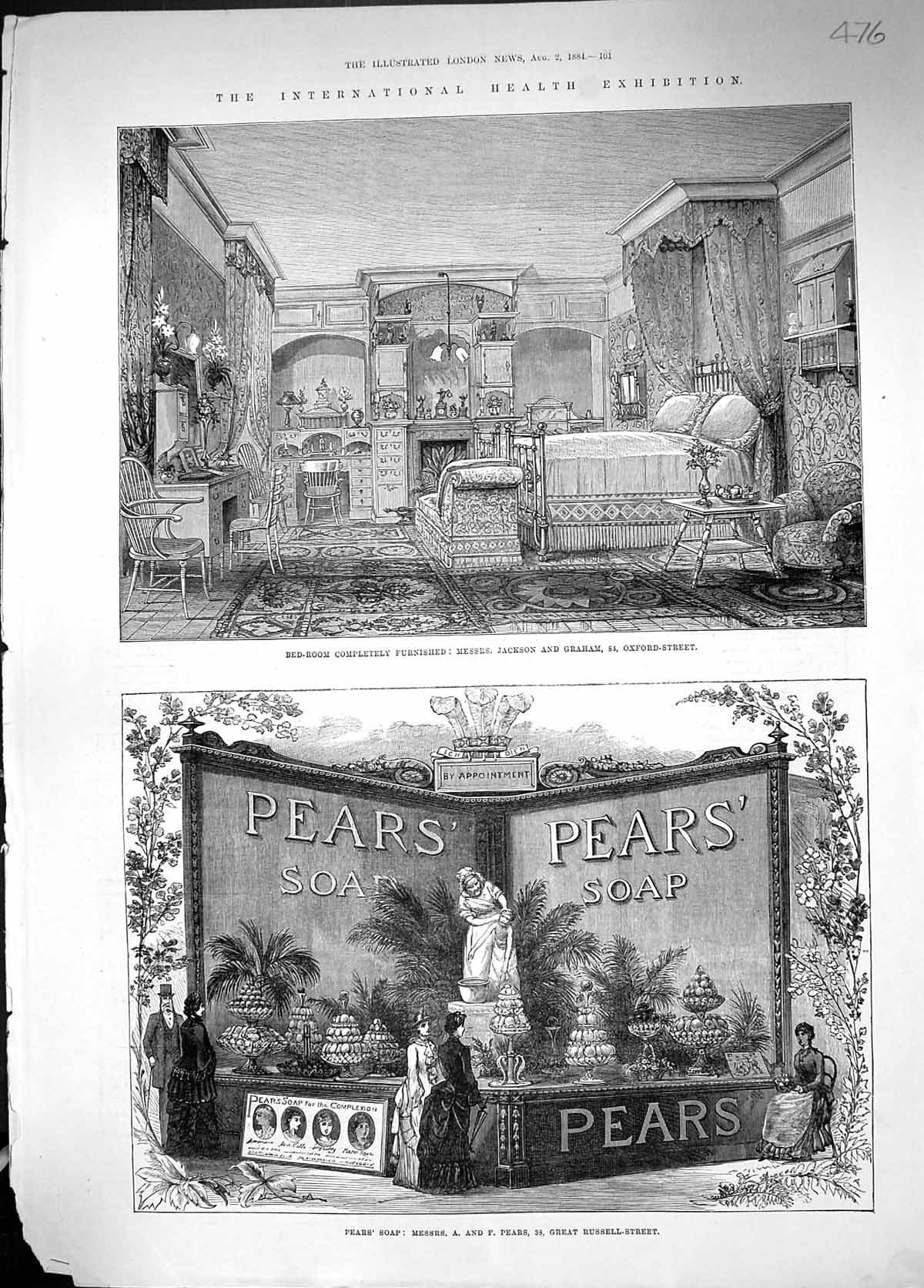Old 1884 International Health Exhibition Bedroom Jackson Graham Pears Victorian