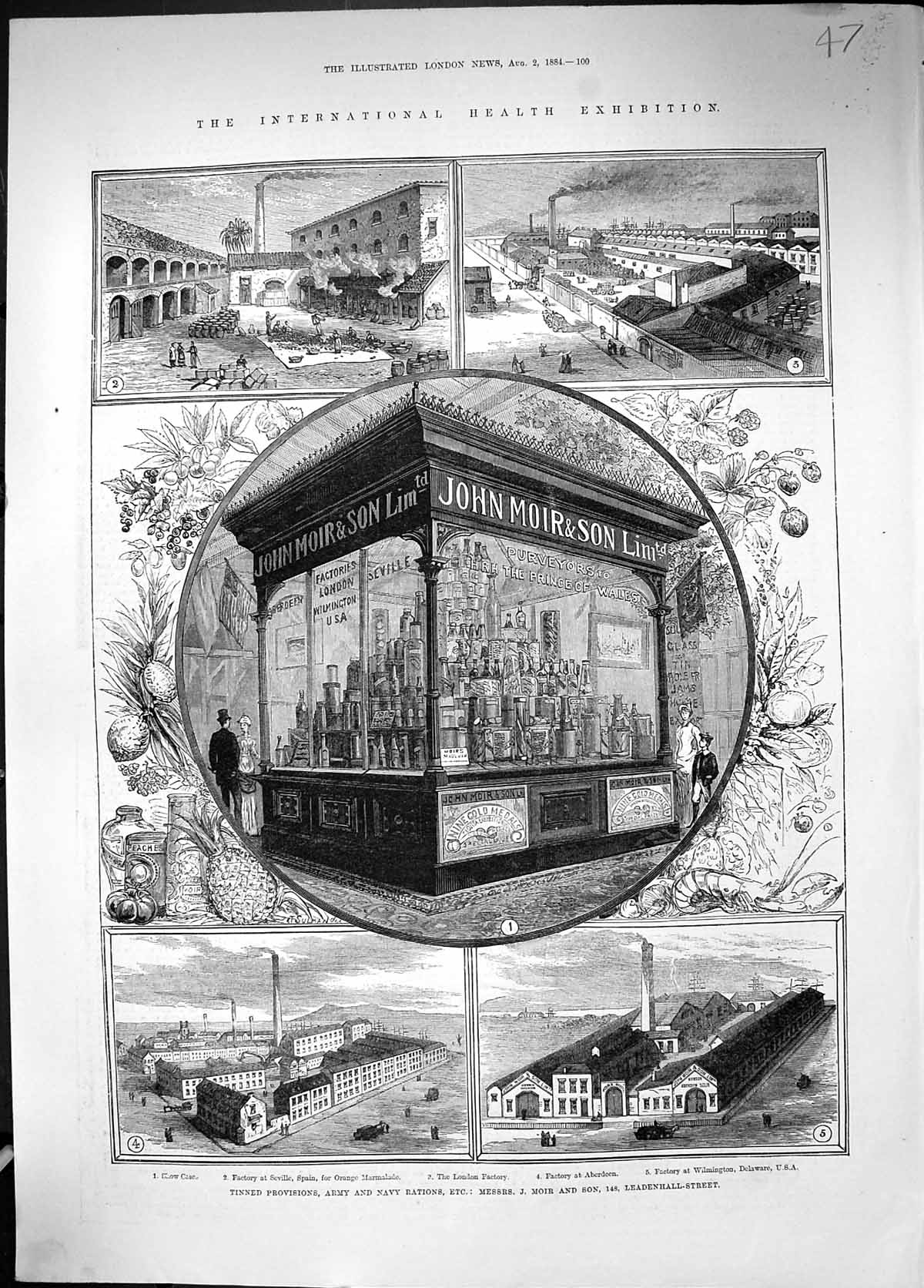Old 1884 International Health Exhibition John Moir Tinned Provisions Victorian