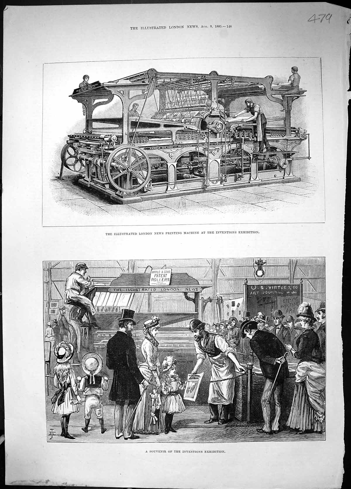Old 1885 Inventions Exhibition Illustrated London News Ing Machine Ro Victorian