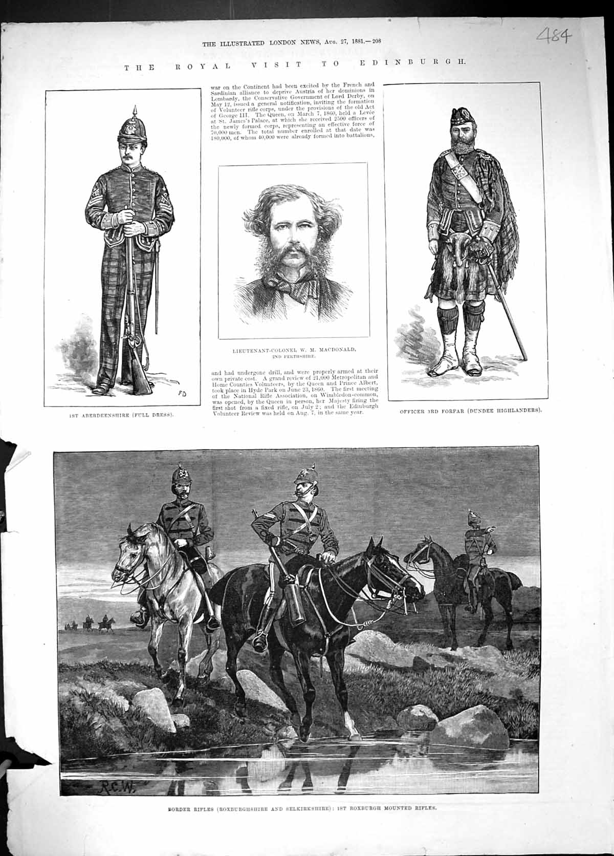 Old 1881 Border Rifles Roxburgh Mounted Rifles Macdonald Forfar Dunde Victorian