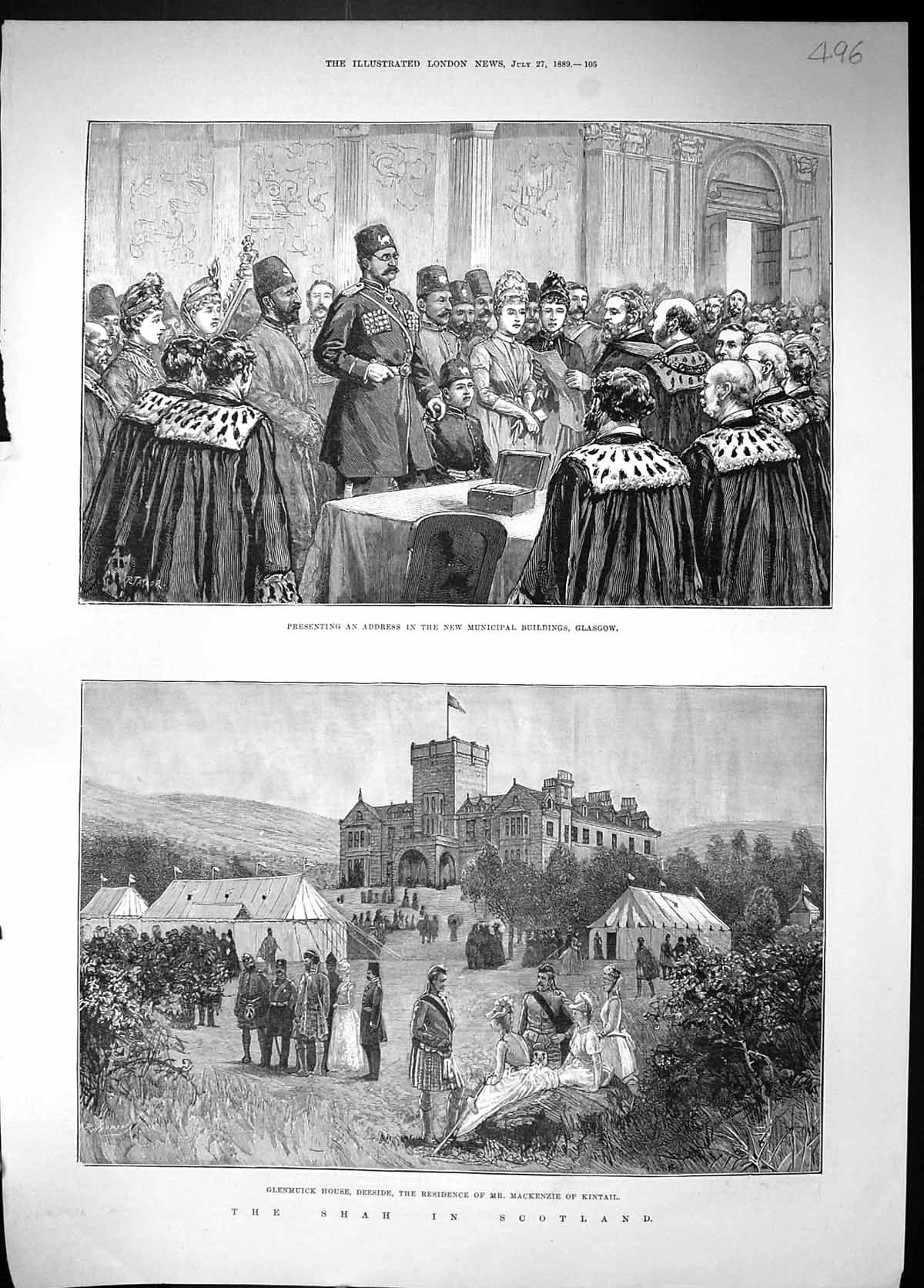 Old 1889 Shah Scotland Glenmuick House Deeside Mackenzie Kintail Muni Victorian