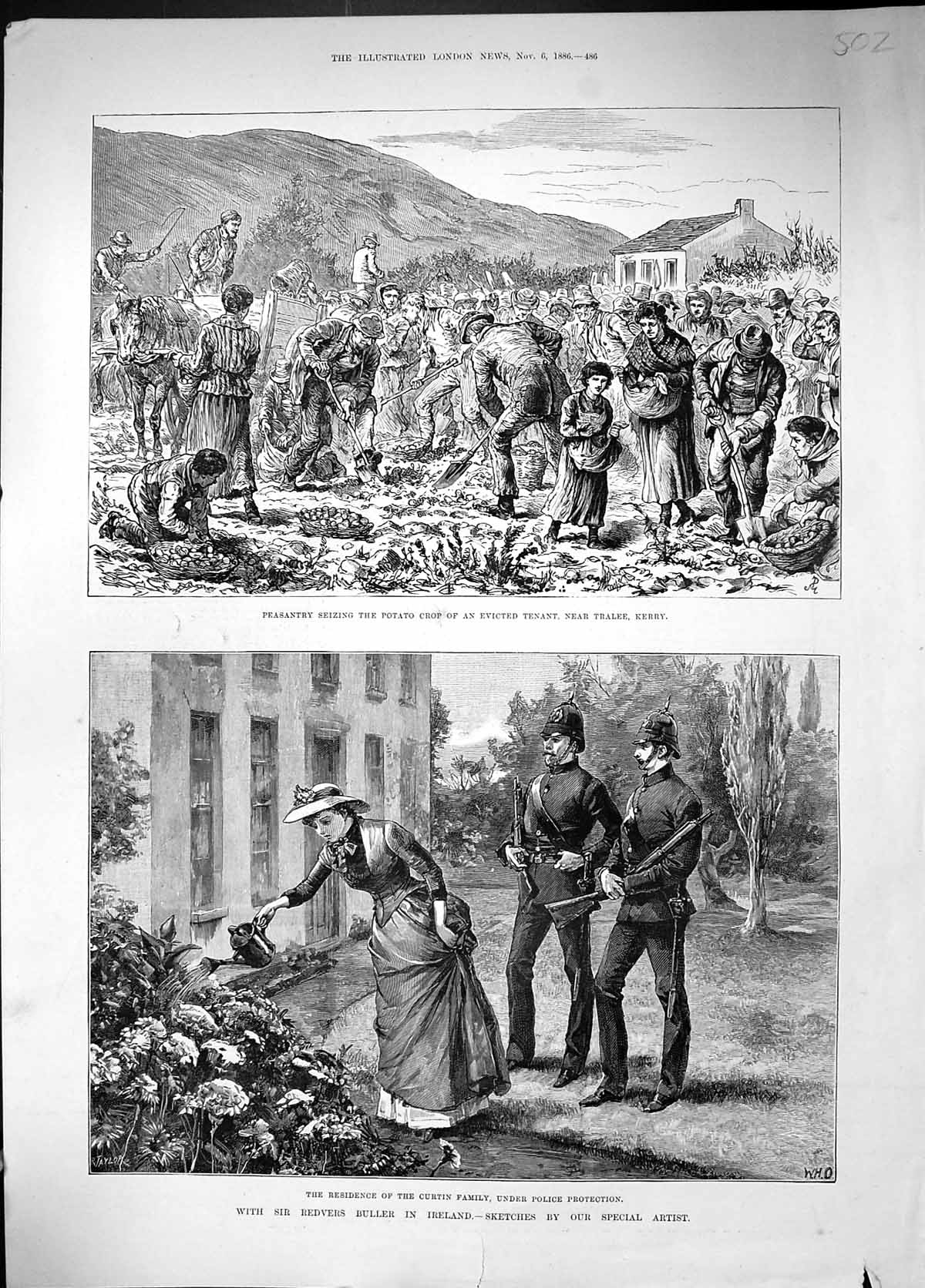 Old 1886 Curtin Family Redvers Buller Ireland Peasantry Potato Crop T Victorian