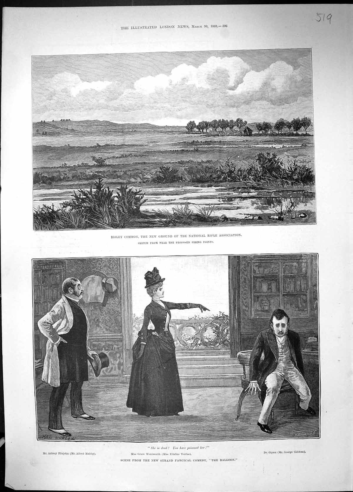Old 1889 Bisley Common Rifle Association Farcical Comedy Balloon Gidd Victorian