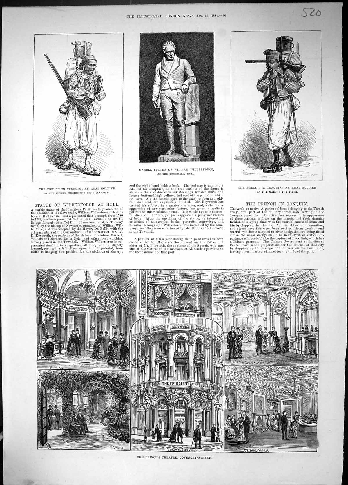 Old 1884 Prince'S Theatre Coventry Street Statue Wilberforce Arab Sol Victorian