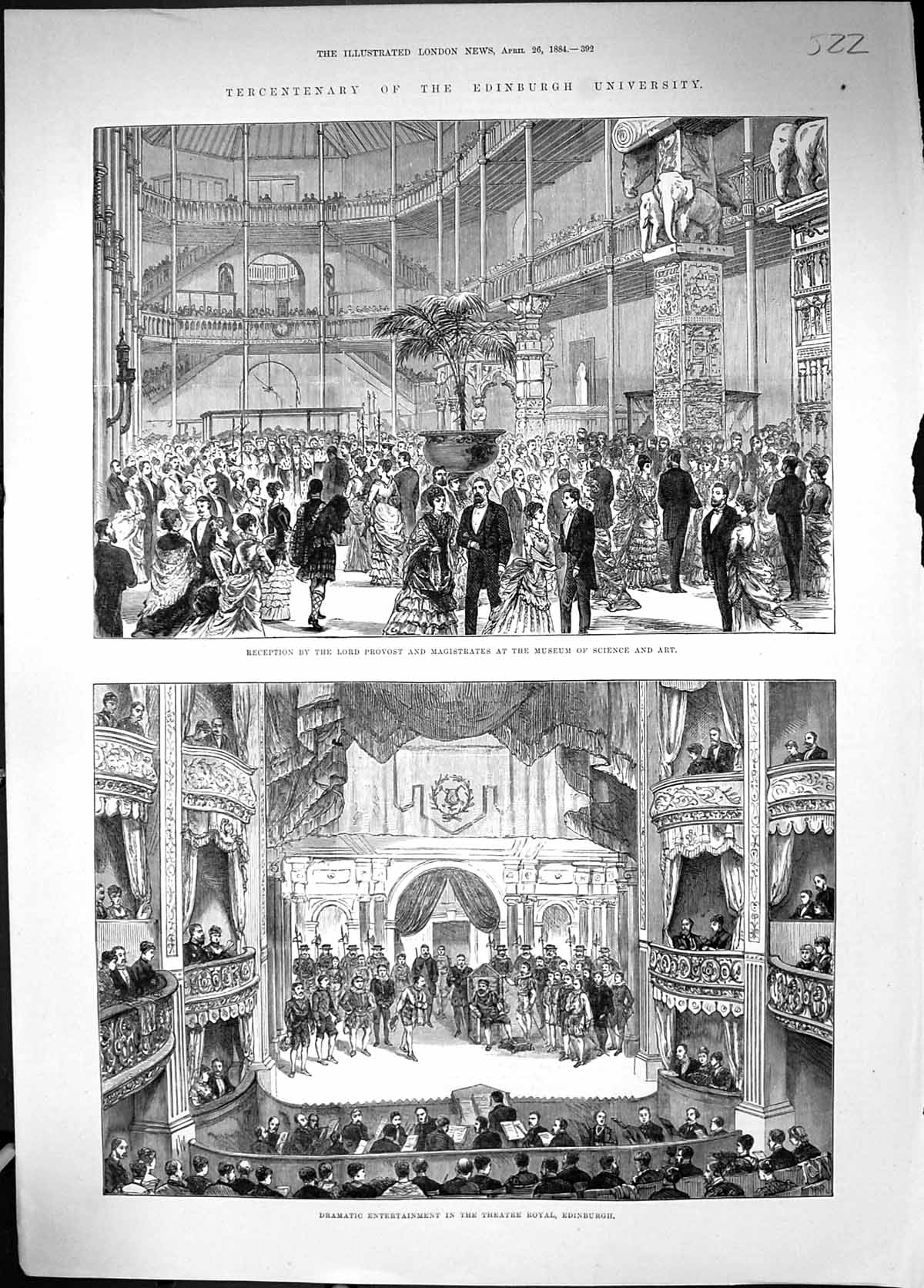 Old 1884 Edinburgh University Reception Lord Provost Museum Science A Victorian