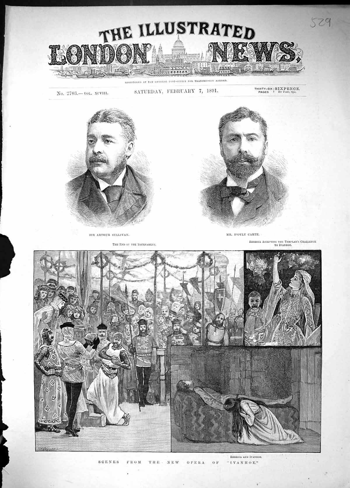 Old 1891 Arthur Sullivan D'Oyly Carte Opera Ivanhoe Rebecca Templars Victorian