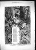 Original Old Antique Print 1879 Woodpecker Poem Birds Trees 19th