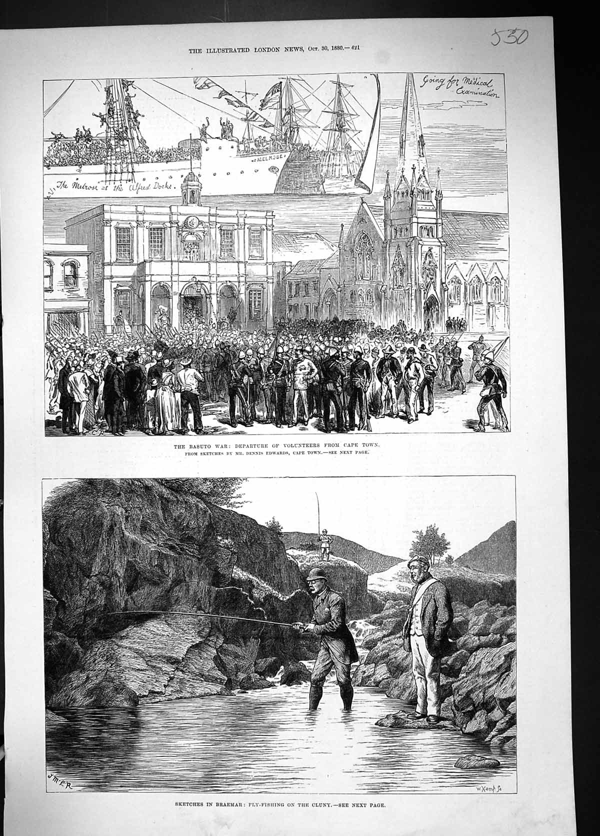 Old 1880 Basuto War Departure Volunteers Cape Town Braemar Fly Fishin Victorian