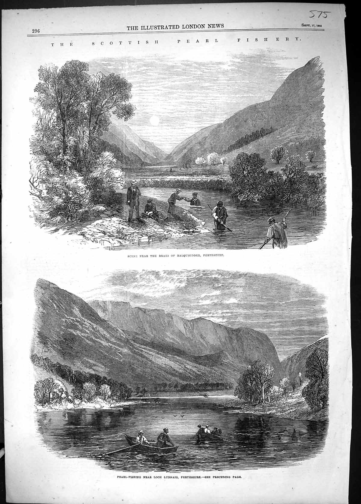 Old 1864 Scene Braes Balquhidder Perthshire Scotland Pear Fishing Loc Victorian