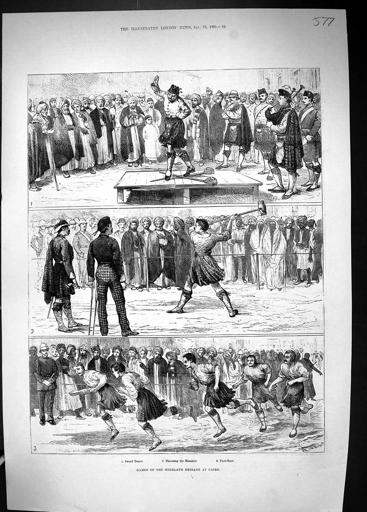 Old 1883 Games Highland Brigade Cairo Egypt Sword Dance Throwing Hamm Victorian