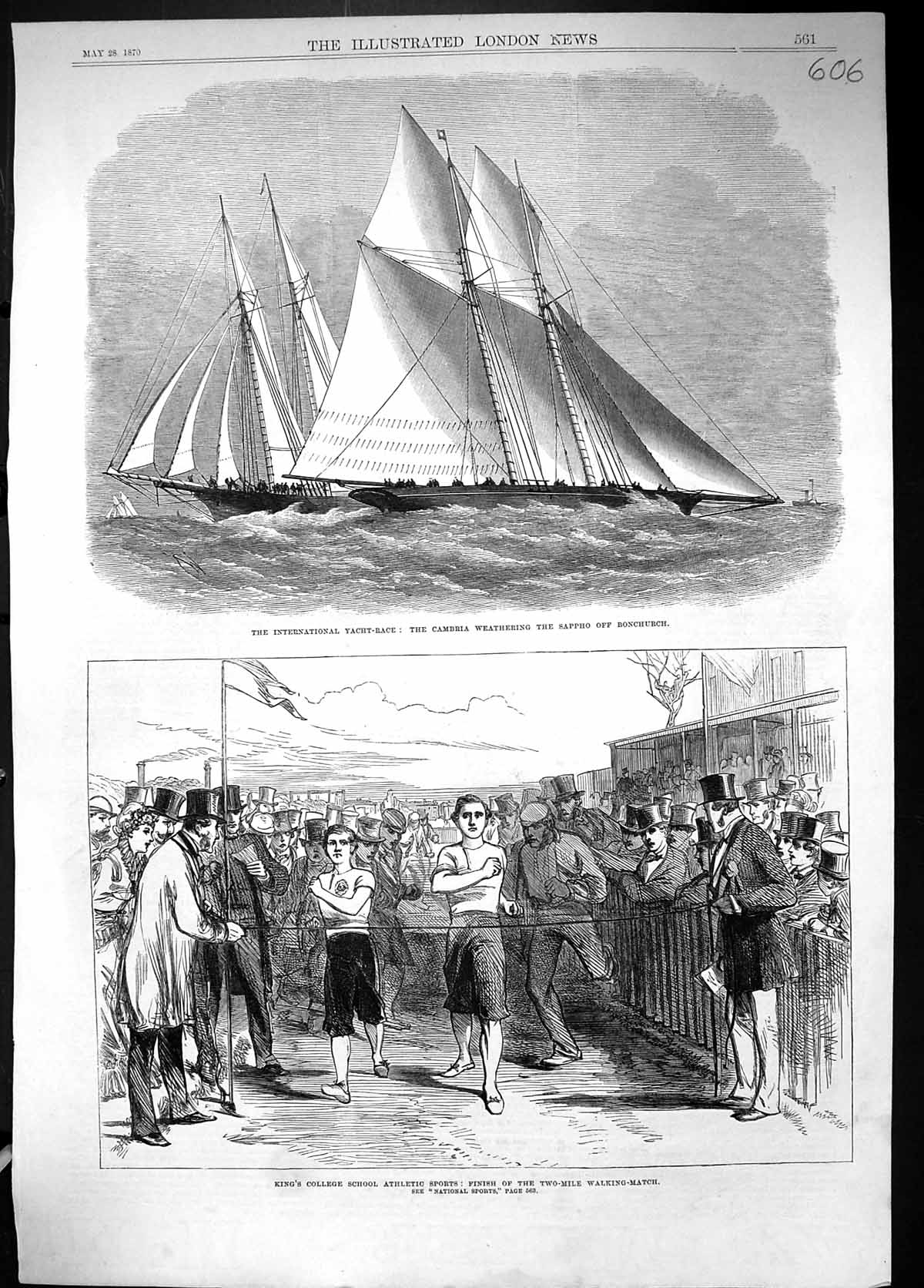 Old 1870 King'S College School Athletic Sports Yacht Race Cambria Sap Victorian