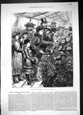 Original Old Antique Print 1880 Chrysantheumum Flower Show Temple Gardens 19th