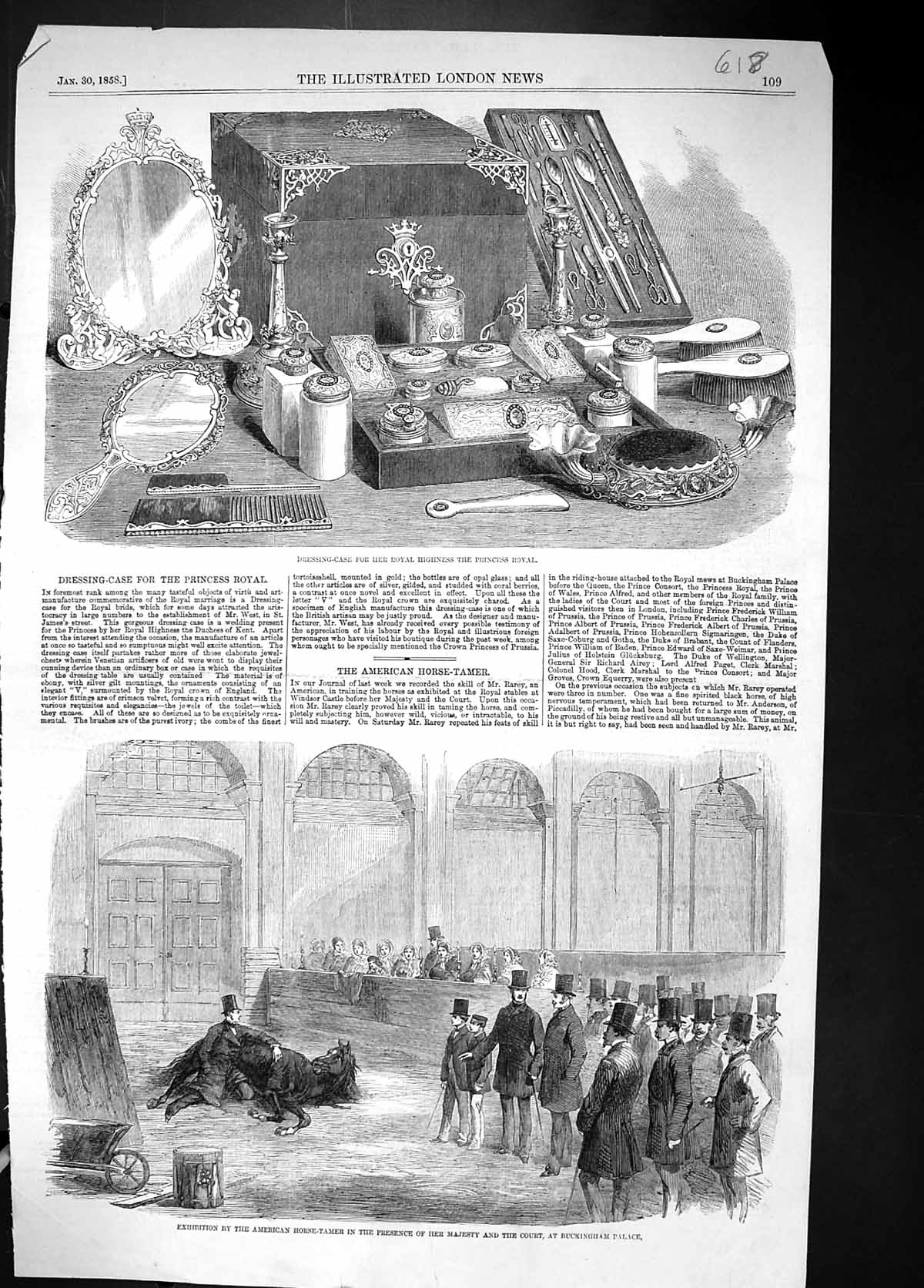 Old 1858 Dressing Case Princess Royal American Horse Tamer Buckingham Victorian
