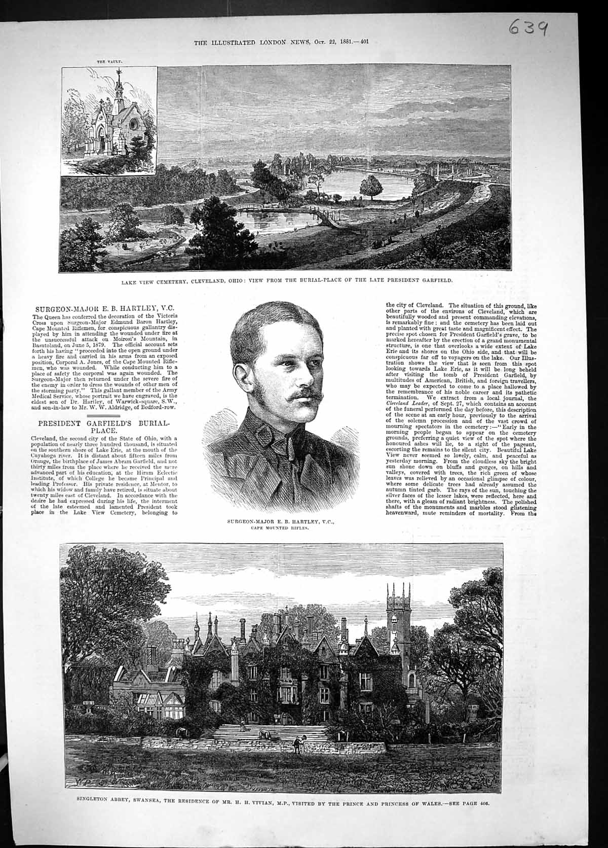 Old 1881 Surgeon-Major Hartley Singleton Abbey Vivian Cemetery Clevel Victorian