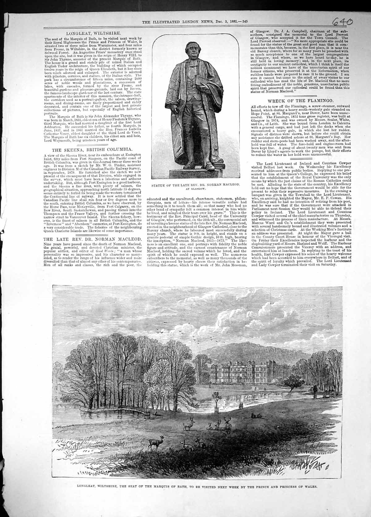 Old 1881 Statue Rev. Dr. Norman Macleod Glasgow Longleat Wiltshire Ma Victorian