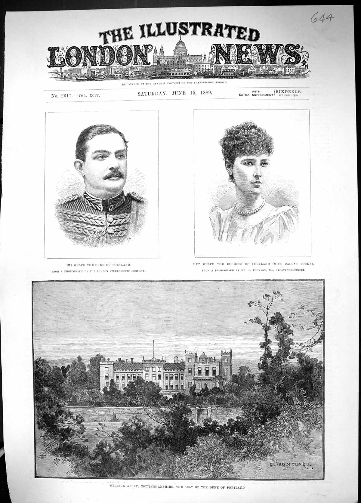 Old 1889 Duke Portland Duchess Dallas Yorke Welbeck Abbey Nottinghams Victorian