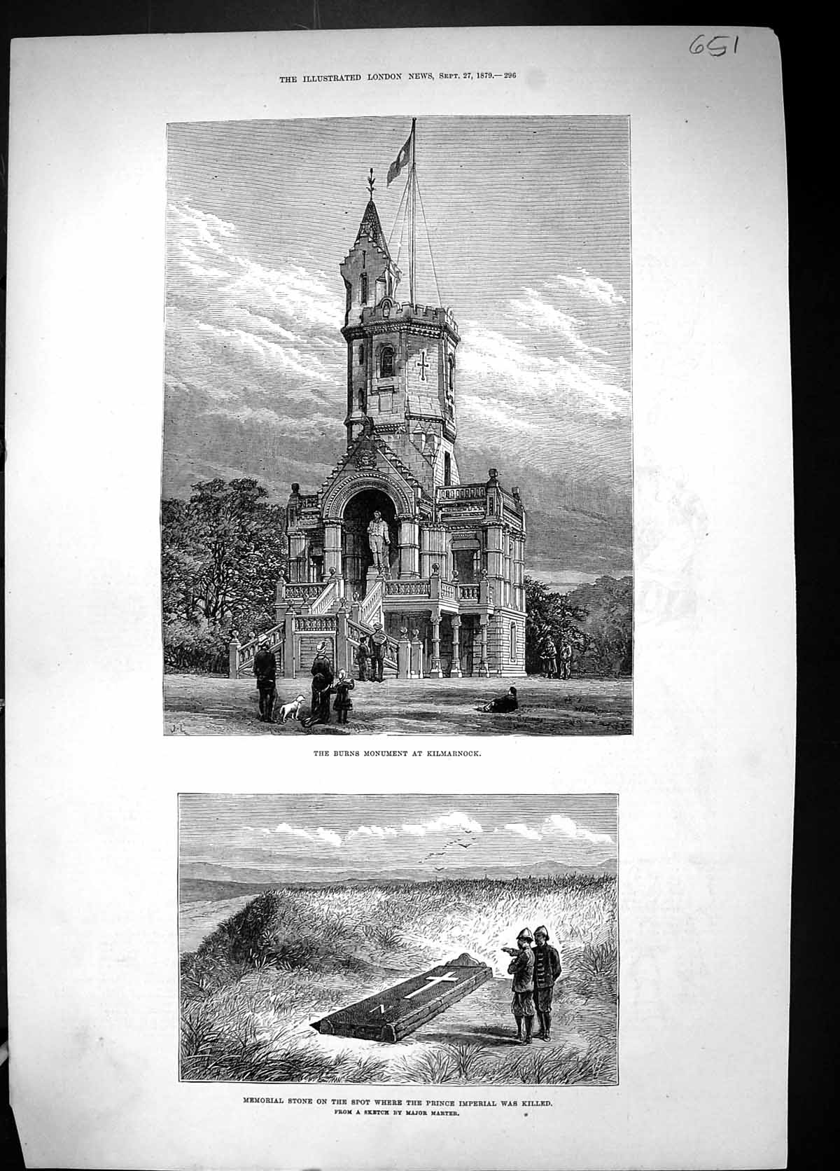 Old 1879 Burns Monument Kilmarnock Memorial Stone Spot Prince Imperia Victorian