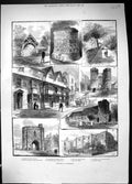 Old 1883 Canterbury Lych Gate Martin'S Church Dane John Castle Ruins Victorian