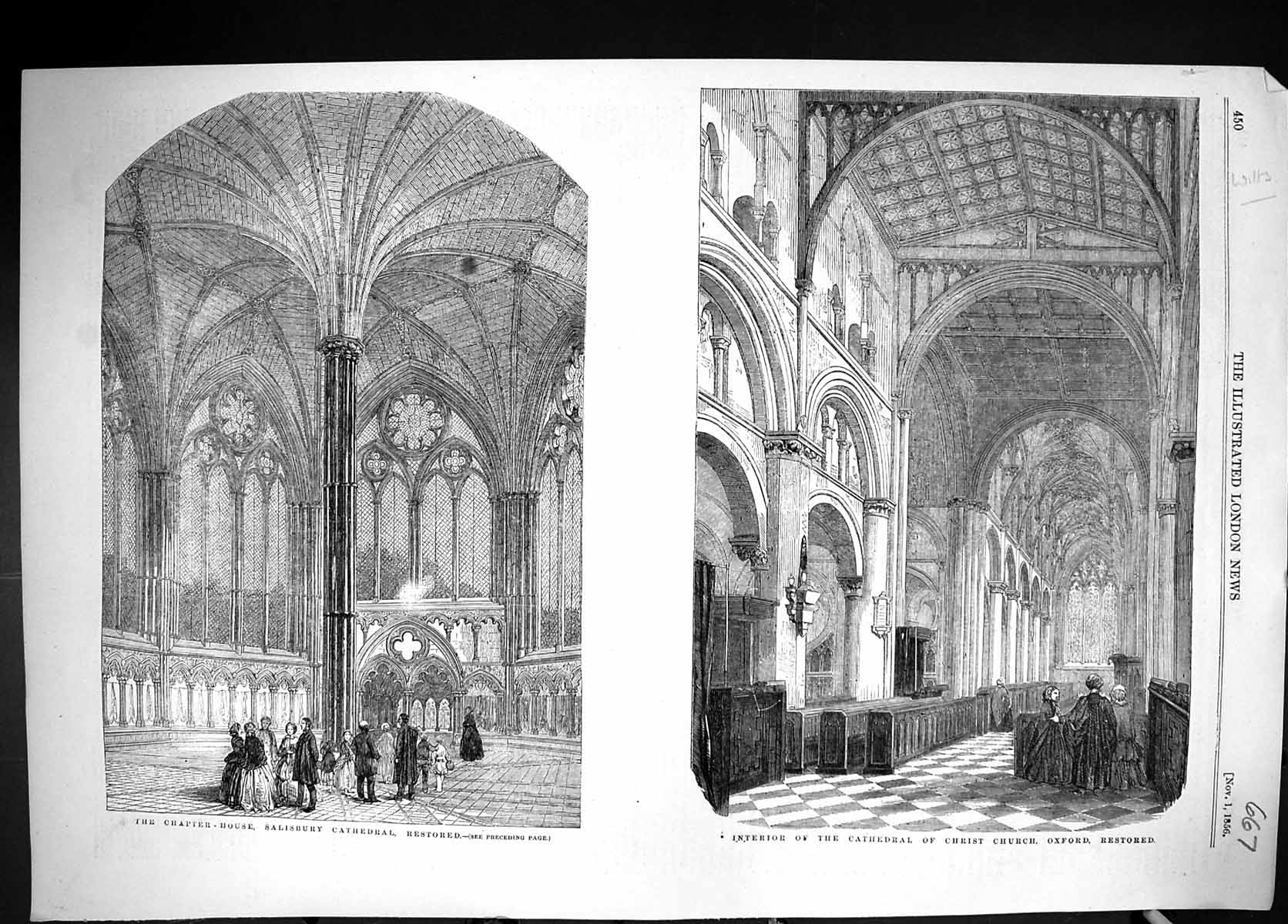 Old 1856 Chapter-House Salisbury Cathedral Interior Christ Church Oxf Victorian