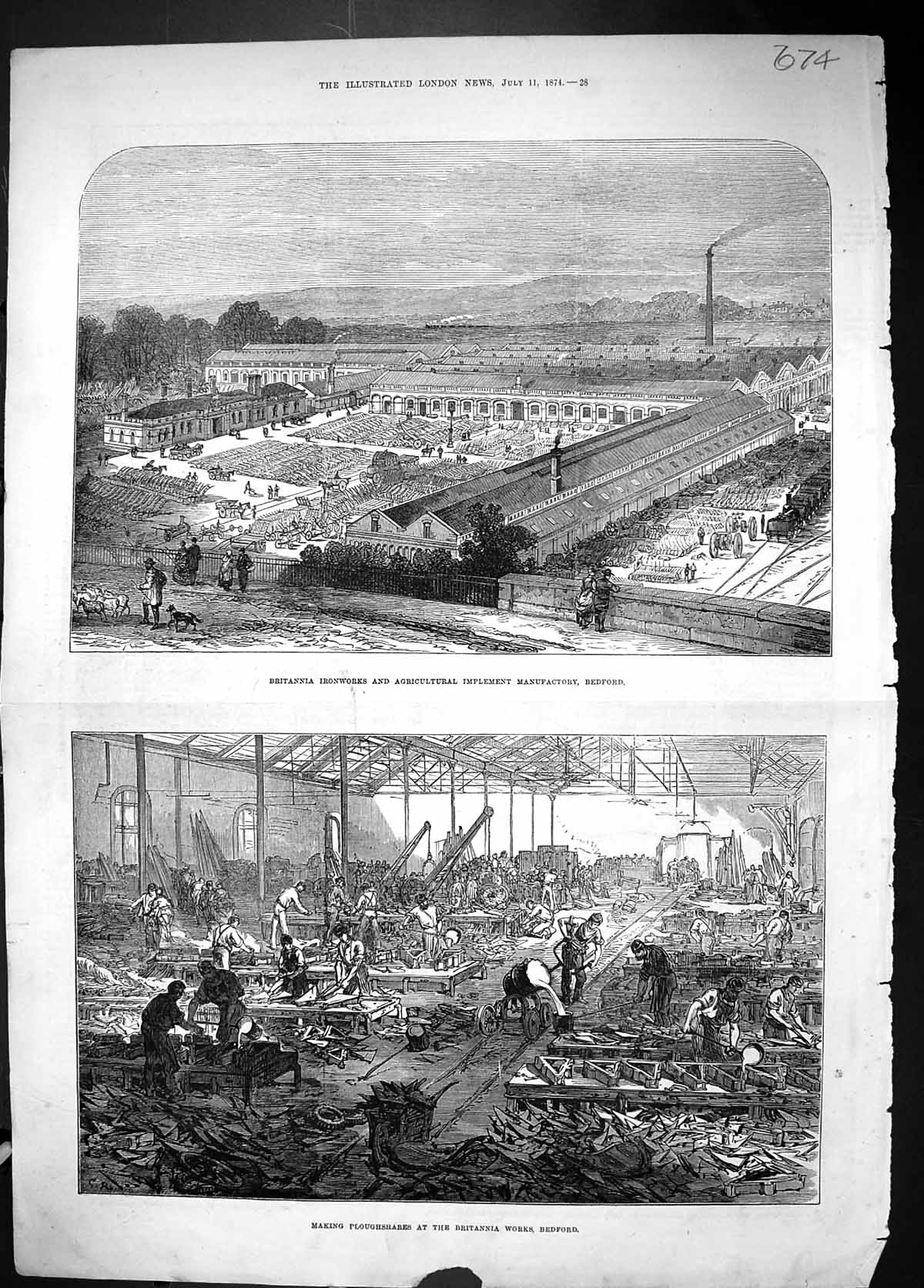 Old 1874 Britannia Ironworks Agricultural Manufactory Bedford Making Victorian