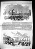 Antique Print 1845 Badminton House Laws Building Architecture Procession Ox