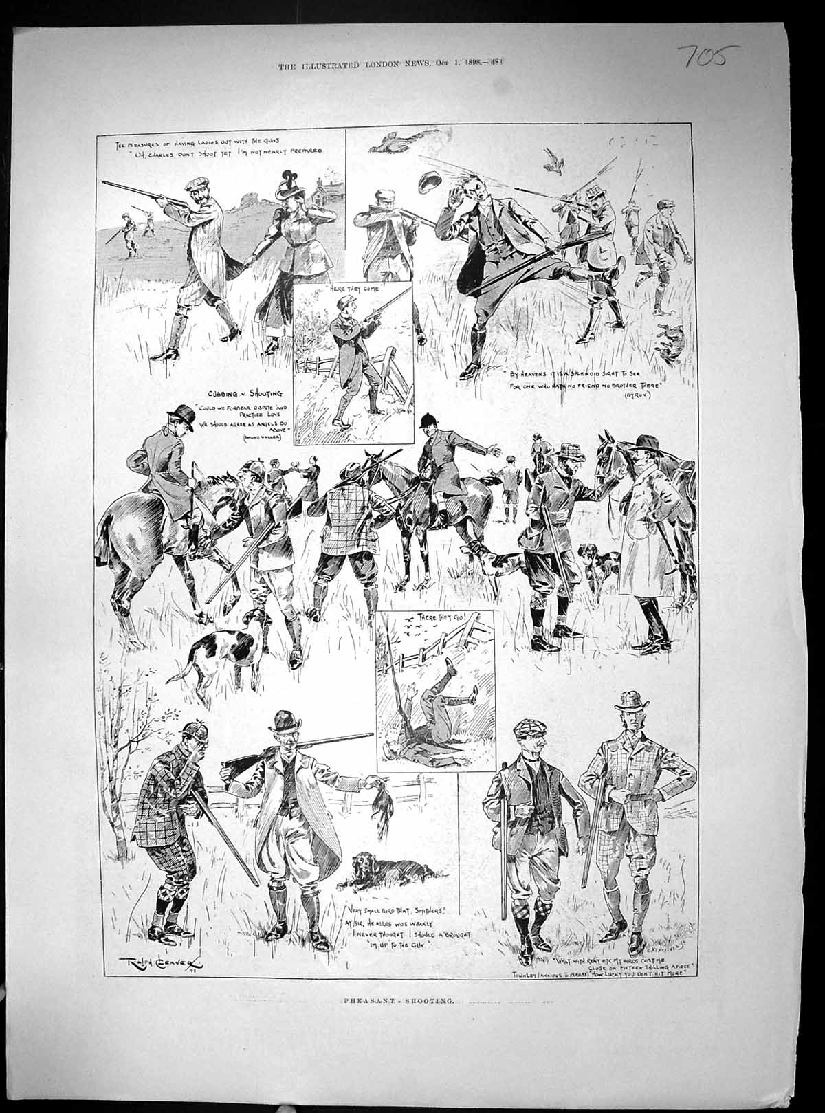 Old 1808 Pheasant Birds Shooting Hunting Sport Church Town Hall Bradf 19th