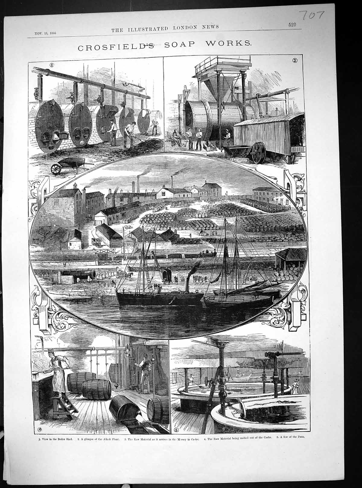 Old 1886 Crosfield'S Soap Works River Mersey Casks Warrington AlkaliVictorian