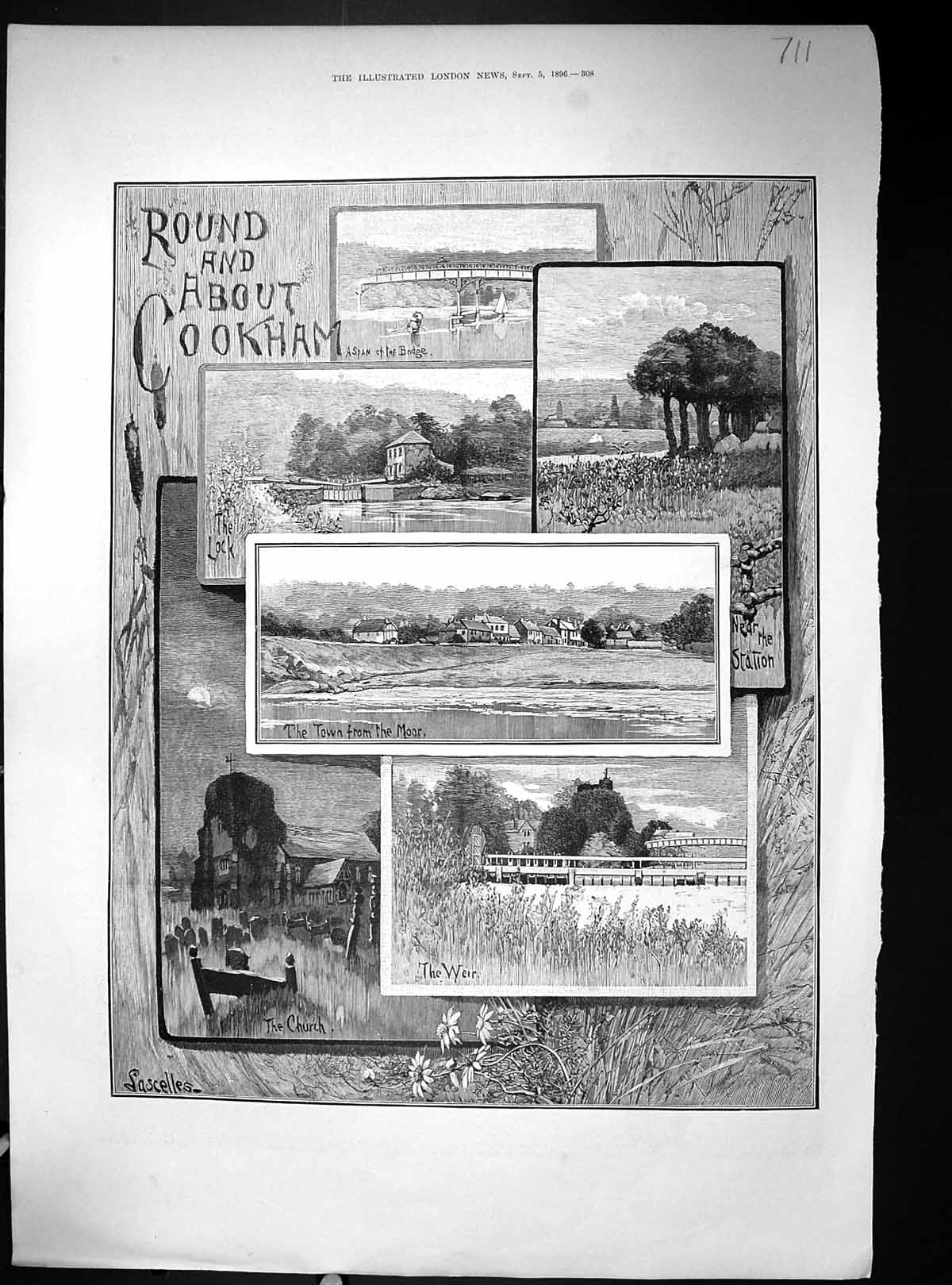 Old 1896 Cookham Church Weir Moor Lock Bridge Breslau University Mark 19th