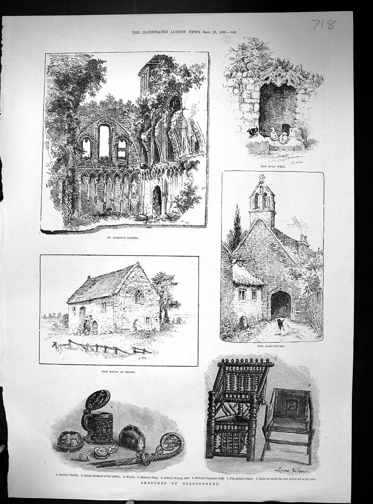 Old 1888 Glastonbury Joseph'S Chapel Holy Well Fish House Meare Abbey 19th