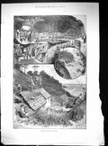 Old 1897 Clovelly North Street Quay Houses Man River Boat Nantes Trav 19th