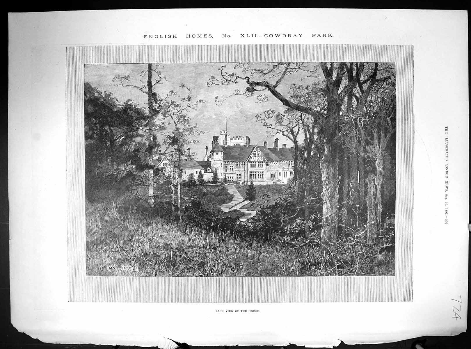 Old 1897 Cowdray Park Mansion House England John Gilbert War Battle S 19th