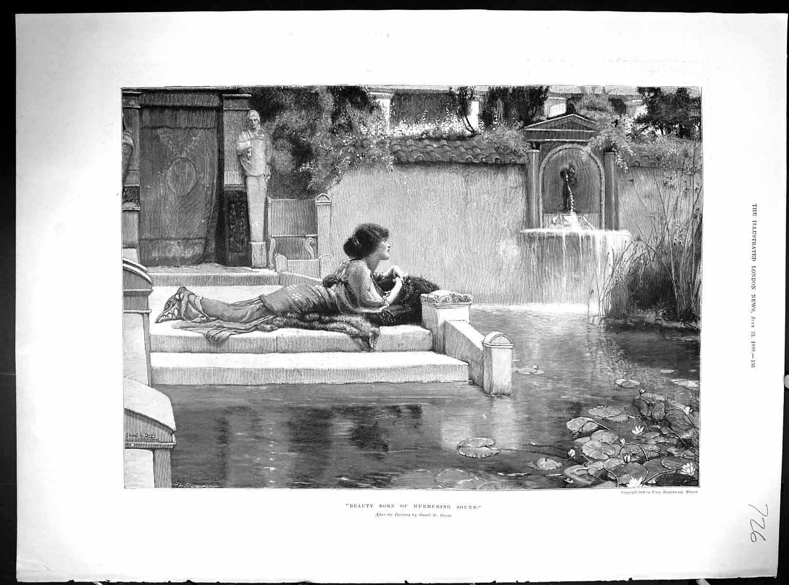 Old 1898 Beauty Born Murmuring Sound Lady Fountain Mourne Mountains C 19th