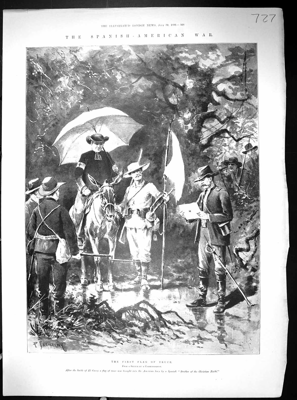 Old 1898 Spanish-American War Flag Truce El Caney Wales Benglog Falls 19th