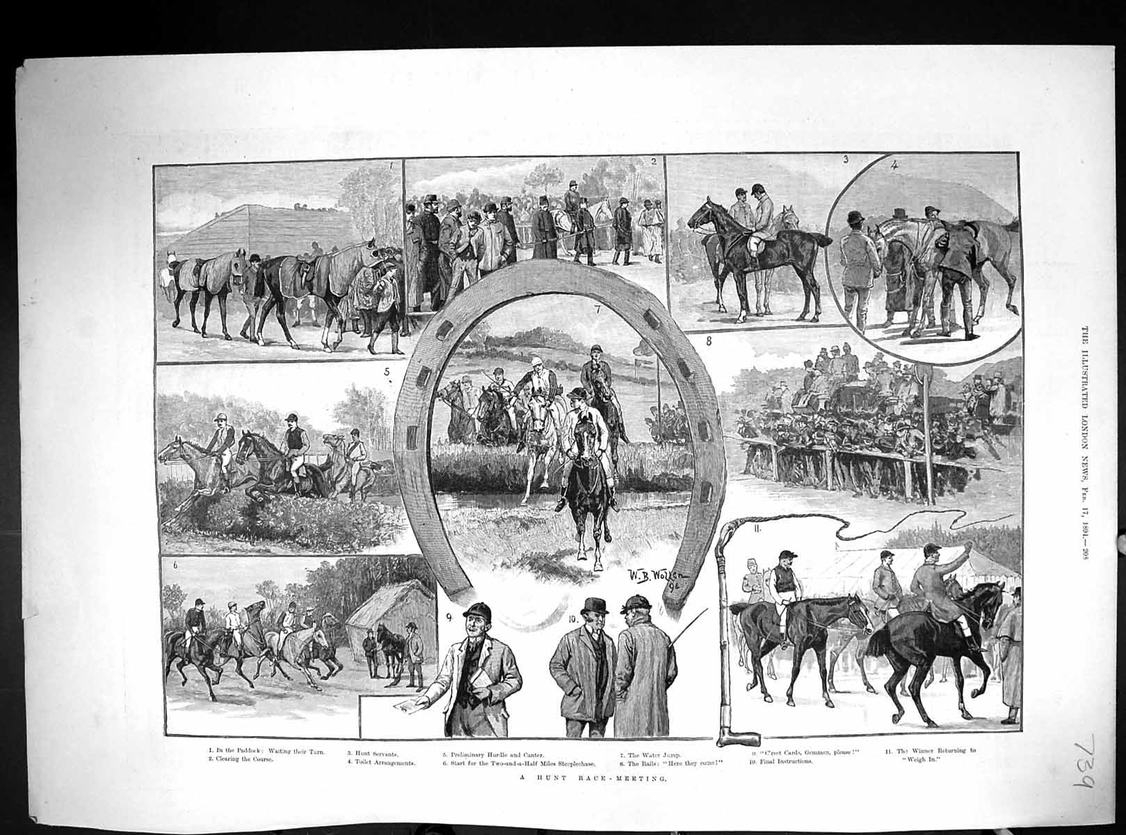 Old 1894 Hunt Race-Meeting Horses Jasmine Albert Moore Kingcups End S 19th