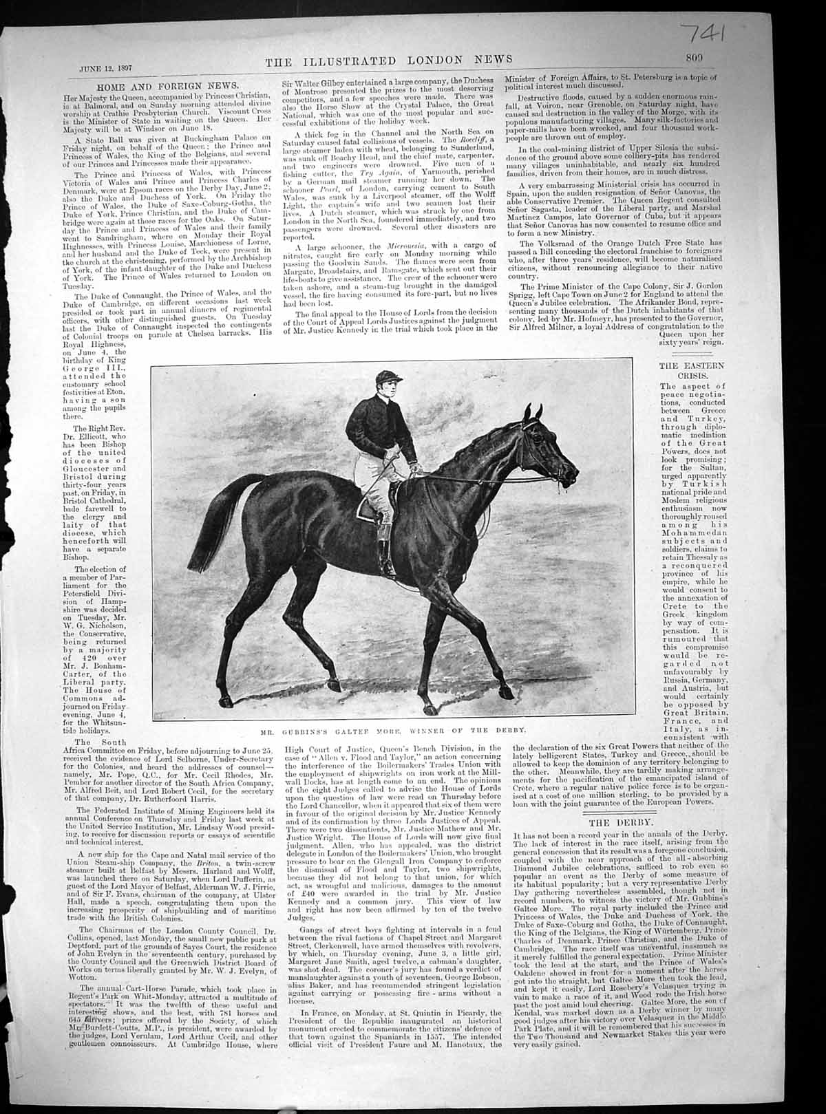 Old 1897 Gubbins Galtee More Derby Horse Race Stockholm Machinery Hal 19th