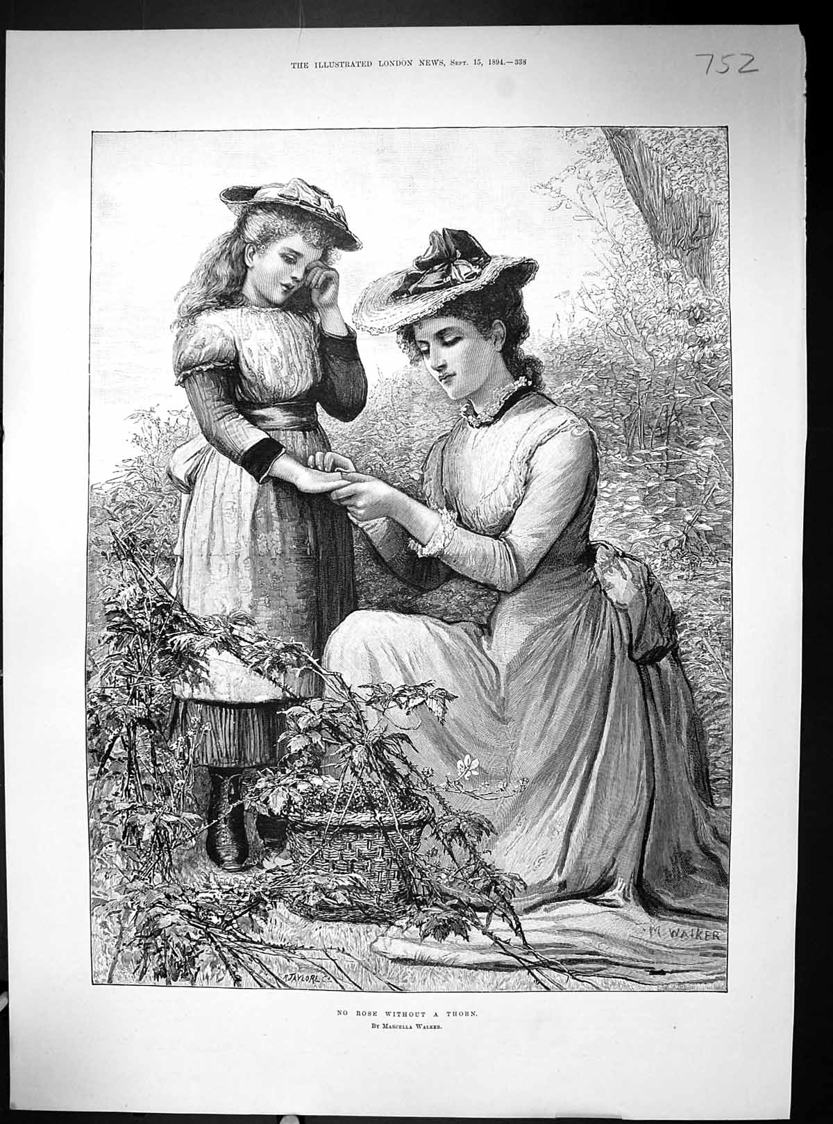 Old 1894 Little Girl Rose Thorn Mother Volunteer Ambulance ChallengeVictorian